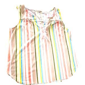 Eden Olivia Shirt Womens Large Multicolor Pink Button Up Sleeveless Casual Top